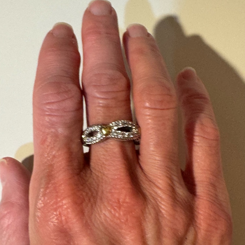 Judith Ripka Silver Ring with Gold Heart Accents - Picture 8 of 13